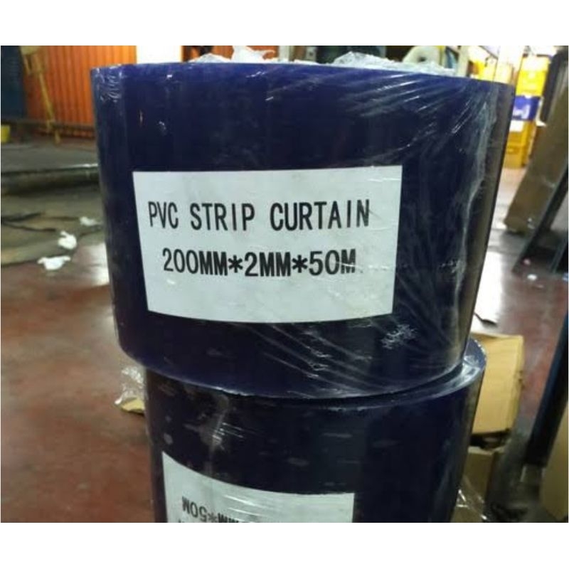 Tirai pvc curtain blue clear roll 2mm x 20 cm x 50 mtr