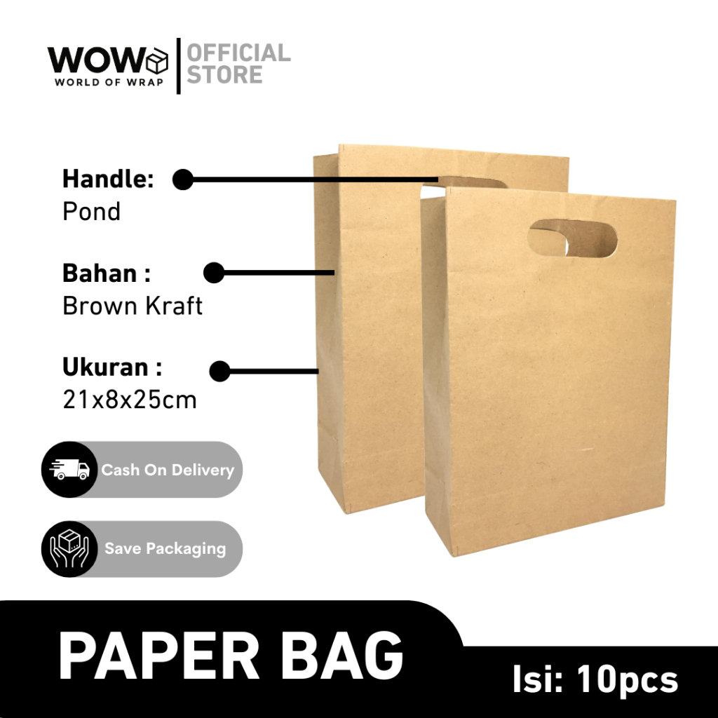 

(ISI 10PCS) 21X8X25 PAPER BAG COKLAT/ PAPER BAG POND/ PAPER BAG POLOS/ PAPERBAG TALI/GIFT BAG/ PAPERBAG KADO