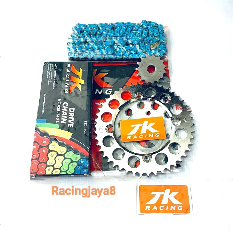 Gear set Full TK racing KLX 150 DTracker 150 set rantai Biru TK racing 428