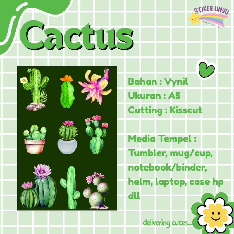 

Sticker Aesthetic Cactus | Stiker Hiasan Cactus ukuran A5