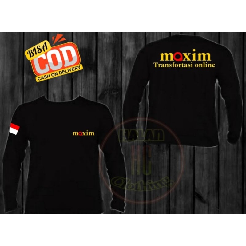 Kaos hitam driver Maxim kaos transfortasi online kaos hitam lengan panjang terbaru