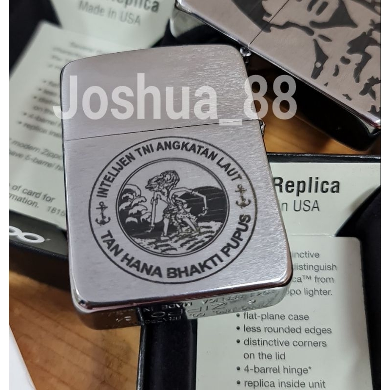 Zippo Original Korek Api Replika 1941 Silver Custom Ukir Logo Intelijen Angkatan Laut Bisa Pesan Gam