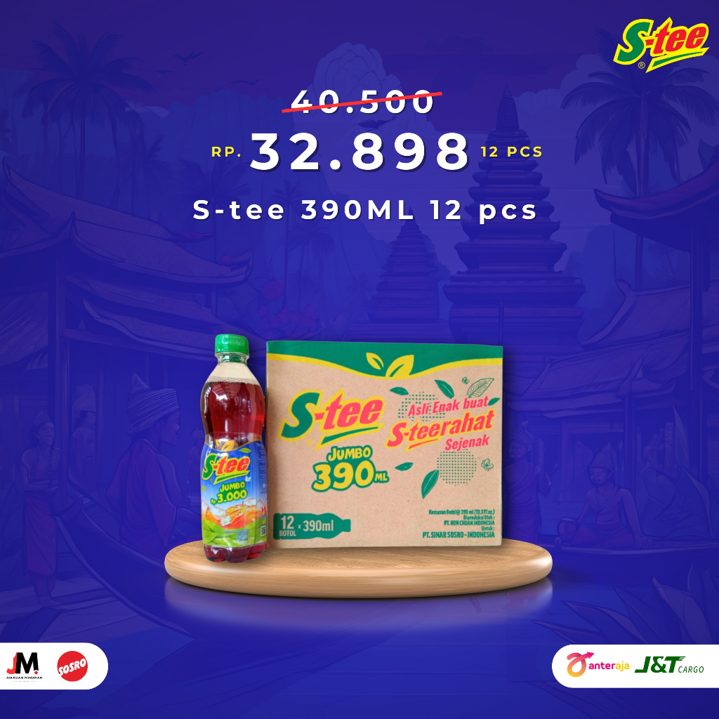 

S-tee Botol PET 390 ml Isi 12 pcs