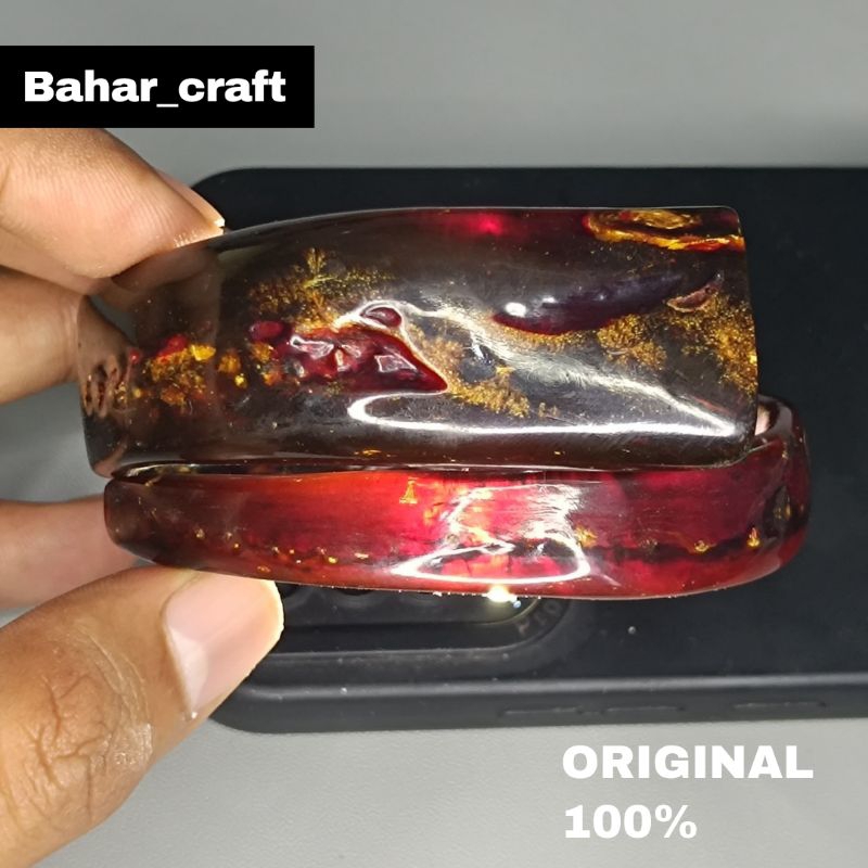 GELANG AKAR BAHAR MERAH KRISTAL JUMBO