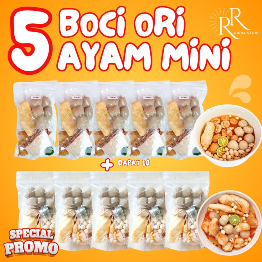

PAKET BUNDLING 5 BOCI AYAM MINI X 5 BOCI ORI Pedas Food Instan Seblak Kaldu Makaroni Cuangki