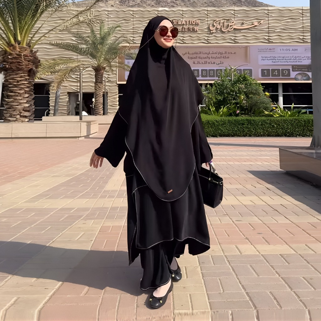 Lozy Hijab - Arumy Abaya Tunik Set Khimar (Tunic Set Rok French Khimar Haji dan Umrah Bahan Marwa An