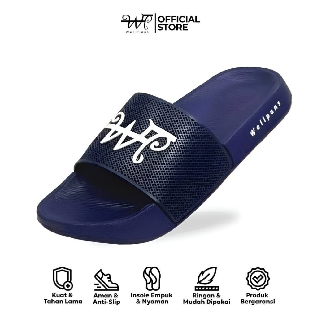 Wellplans - Sandal Pria Slop Karet Upper Lock Navy | WPS-002