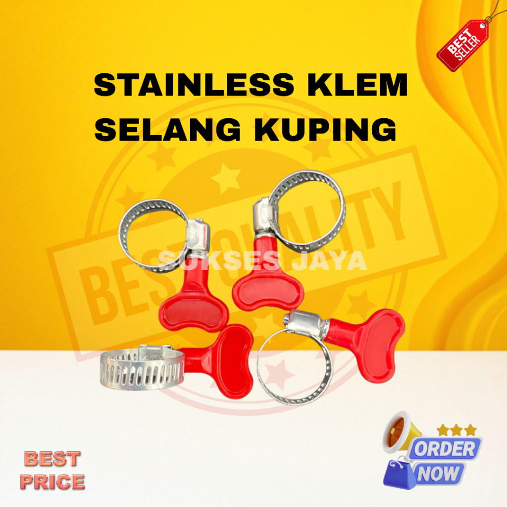 KLEM SELANG STAINLESS KUPING MERAH / KUALITAS KUAT & ANTI KARAT