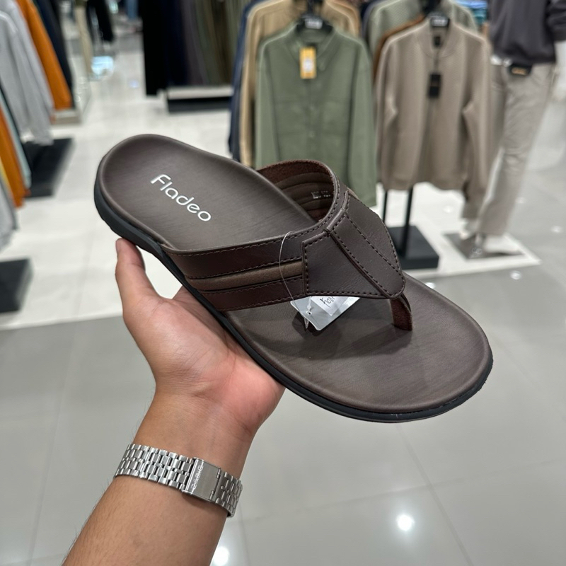 Fladeo sandal kulit selop jepit pria super comfy