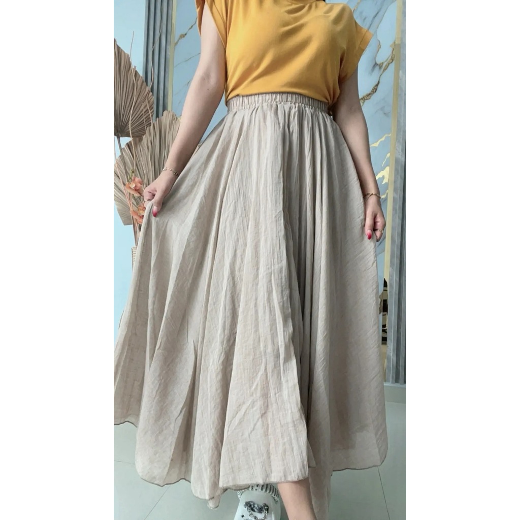 Rok Panjang Wanita Bangkok Premium Warna Mocca Kembang