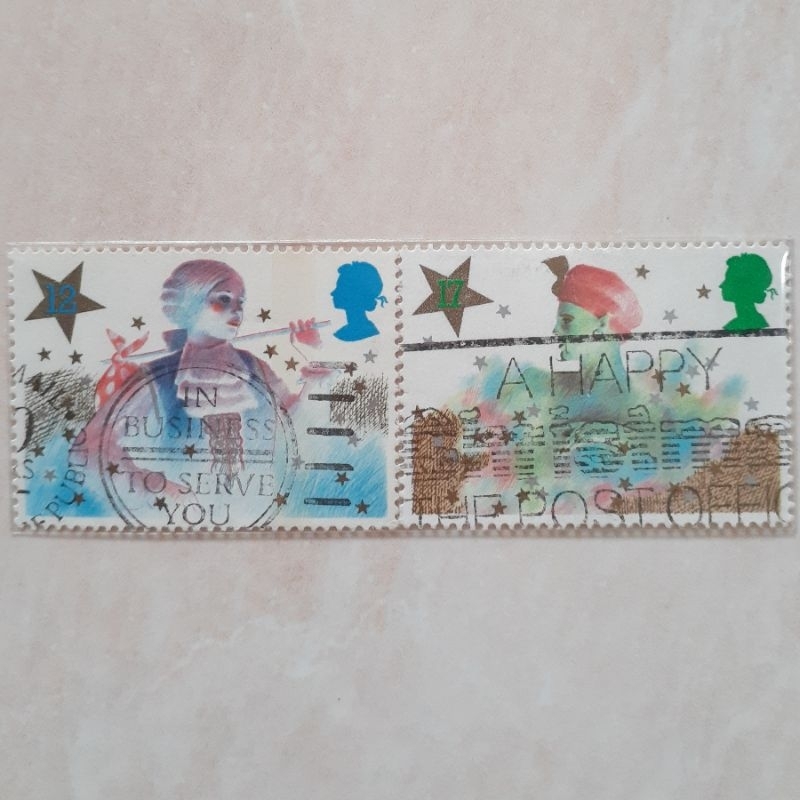 

Perangko Inggris Britania Raya Christmas 1985 (Pantomine Characters) set 2pcs