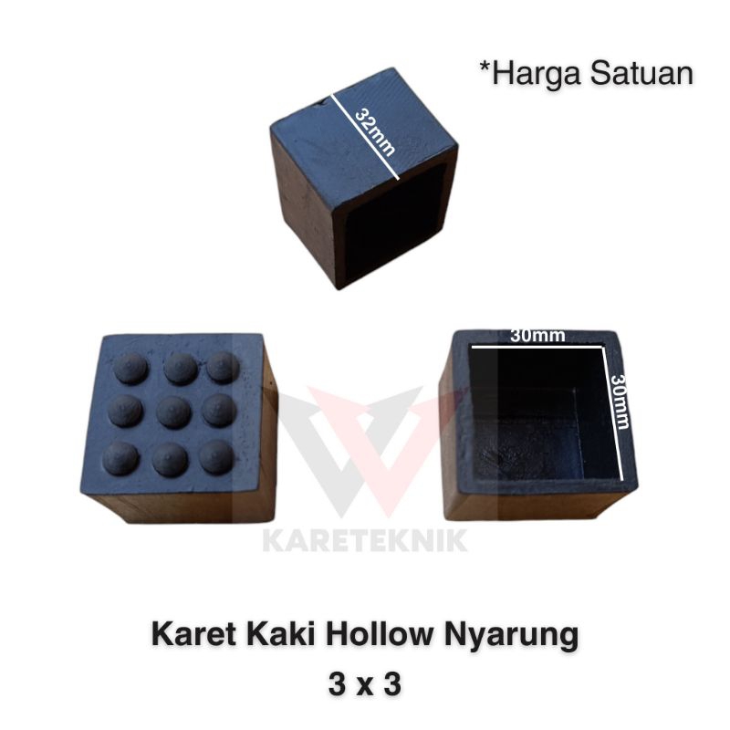 Karet Hollow 3x3 Nyarung Karet Tutup Kaki Meja Kursi Rak Besi Hollow
