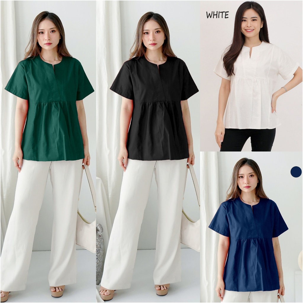 Baju Atasan Blouse Jumbo wanita Bigsize Bonnie Top Blus baby doll kerja kantor formal casual katun u