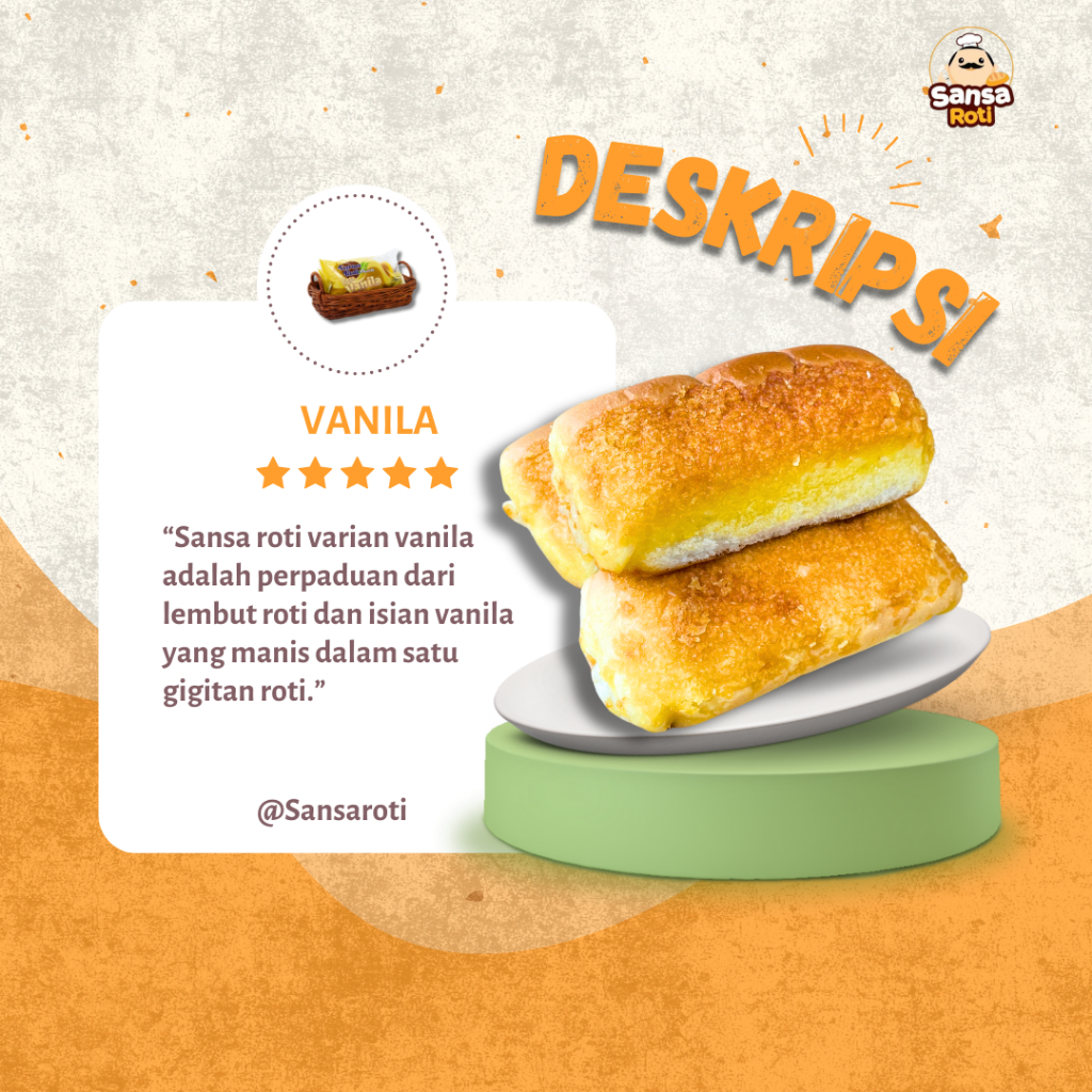

Sansa Roti Rasa Vanilla isi 15 Pcs + (FREE 3 PCS) Cemilan Roti Vanila Bertekstur Lembut dan Halal