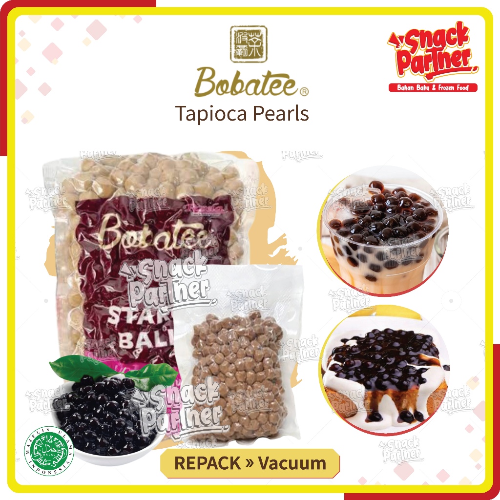 

BOBATEE TAPIOCA PEARL BUBBLE Repack Vacuum 250 / 500 GR - Toping Boba / Tapioka Boba Hitam / BLACK PEARL - Topping Minuman Manis Sugar, Pancake, Kue
