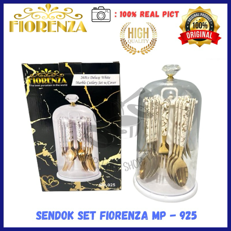 Sendok Set 26pcs Stainless Tebal FIORENZA MP-925 / Sendok Set Keramik / Sendok Set FIORENZA White Ma