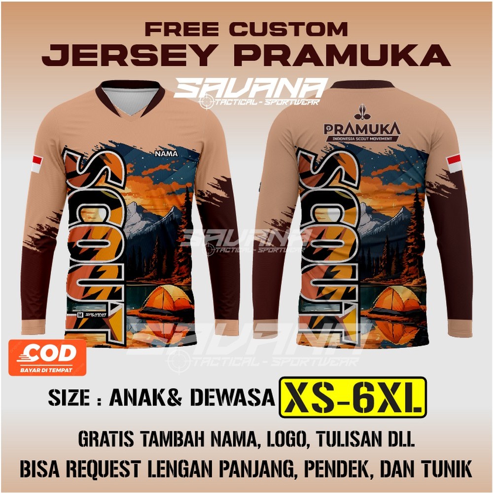 SAVANA - Jersey premium PRAMUKA printing penggalang pdh pdl custom / baju / kaos PR117