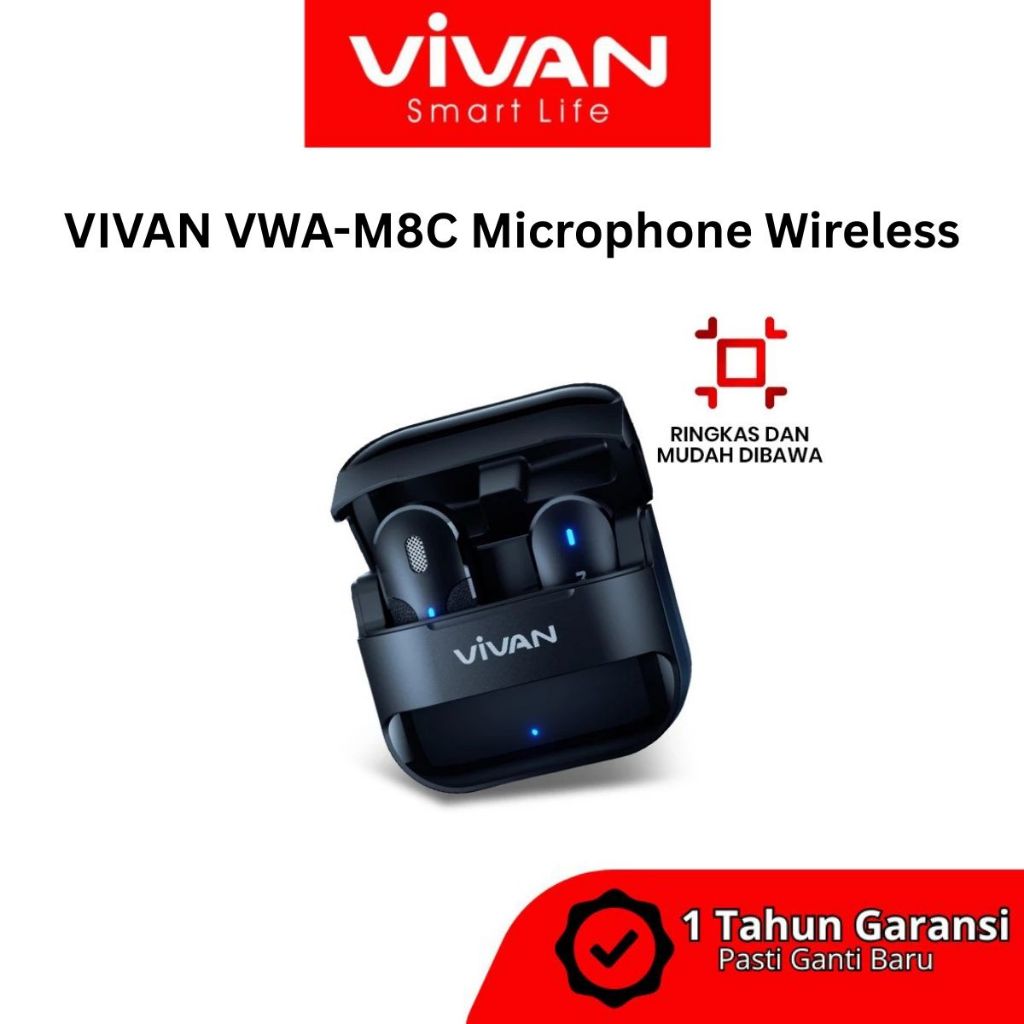 VIVAN VWA-M8C || VWA-M8L Microphone Wireless Clip On Plug & Play