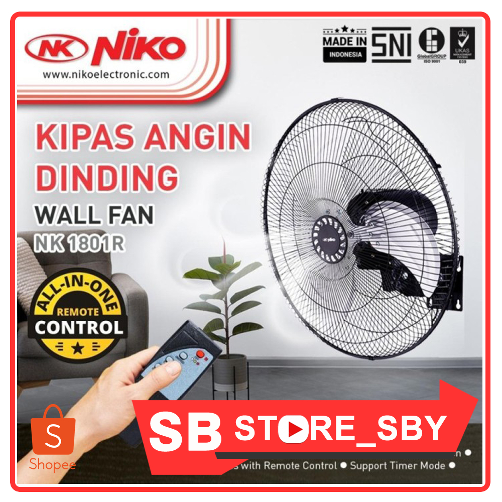 NIKO Kipas Angin Dinding Remote Niko 18 Inch / Kipas Angin Dinding Remote Niko NKW 1801R