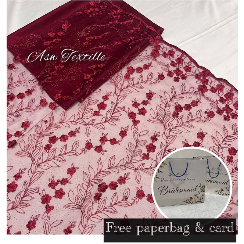 Set/Paket Kain Bridesmaid Tille all over & Satin ( Furing) / paket kain kebaya bridesmaid