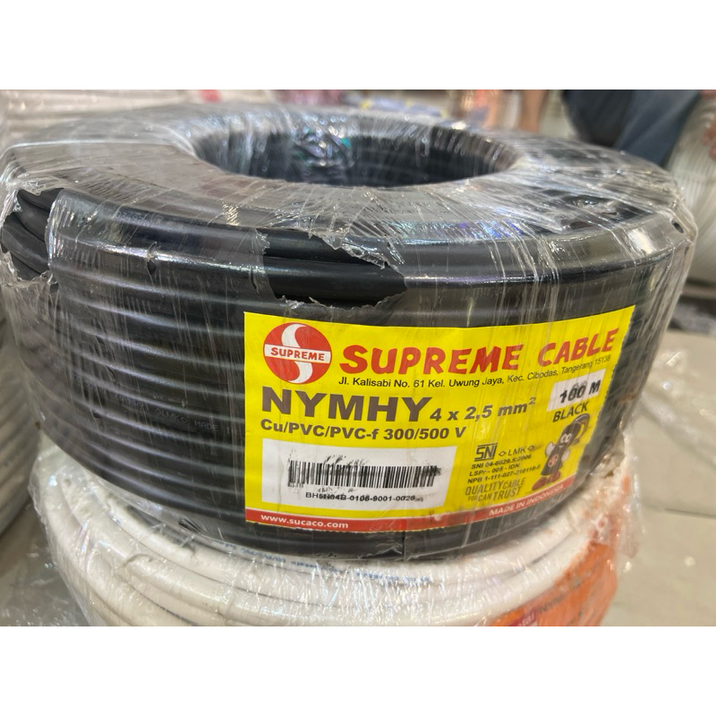 Kabel Supreme NYMHY 4x2.5 Serabut Hitam 50m 100m / NYMHY 4x2,5 Mm SUPREME NYYHY 4x2,5mm 4x2.5mm Sera