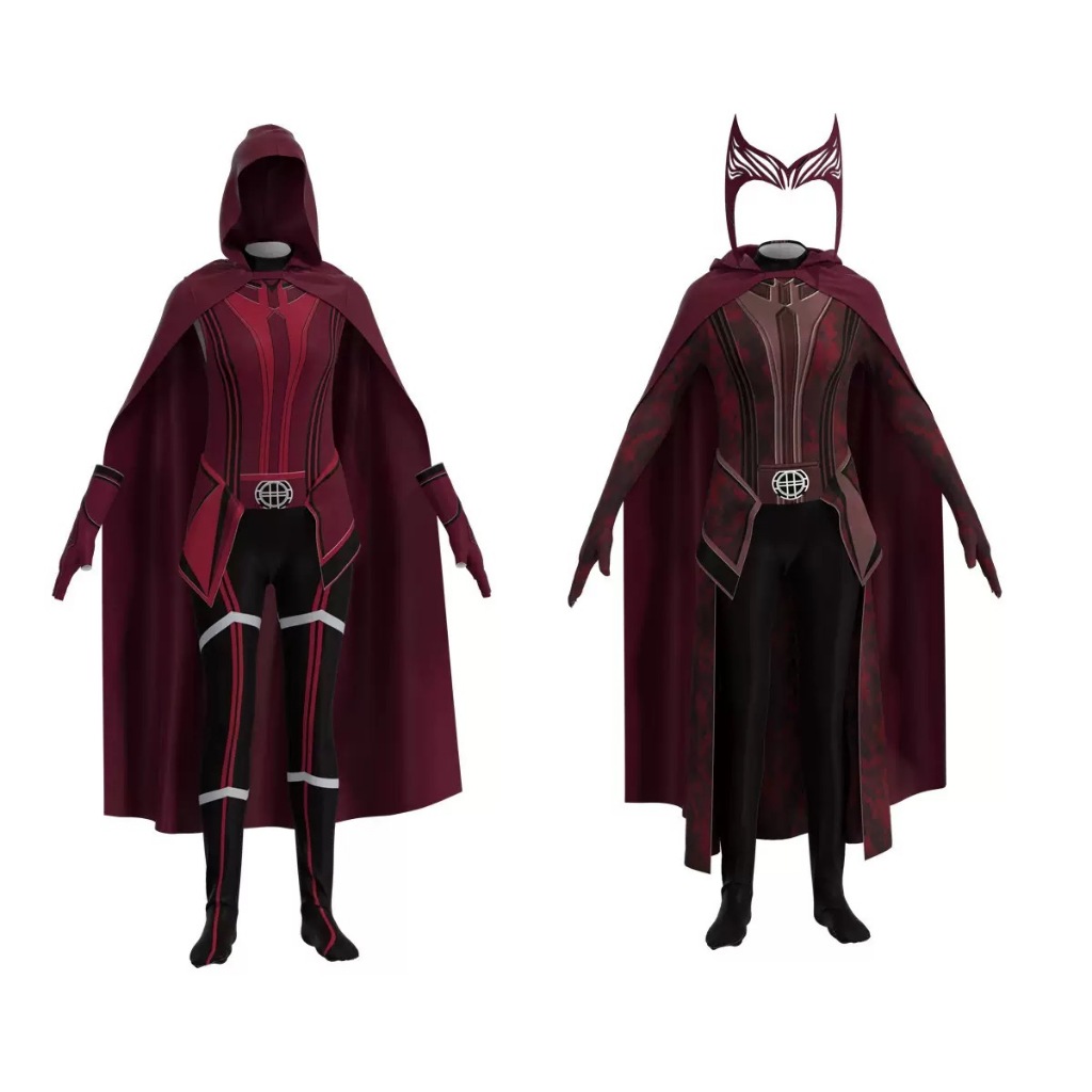 Scarlet Cosplay Witch Maximoff Wanda Vision Cosplay Costume Headwear Cloak and Pants Full Set Outfit