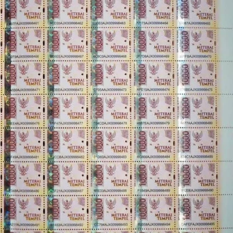 Materai 10000 Materai Tempel 10 Keping