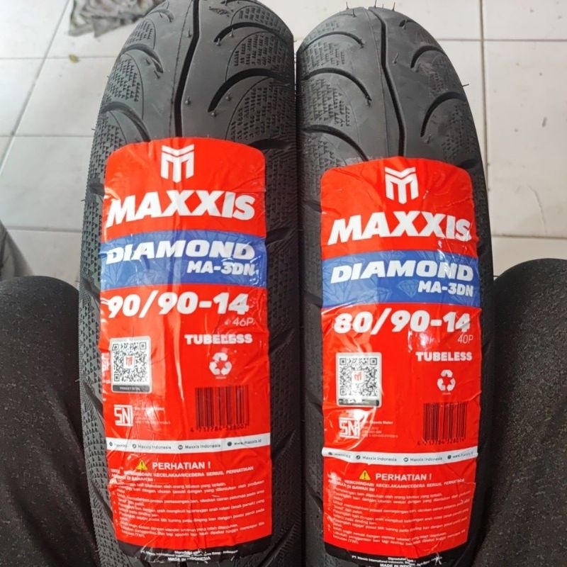 PAKET 2 BAN RING 14 MAXXIS PRODUKSI 2026 Maxxis Diamond 80 90 14 & 90 90 14 Tubeless Matic beat