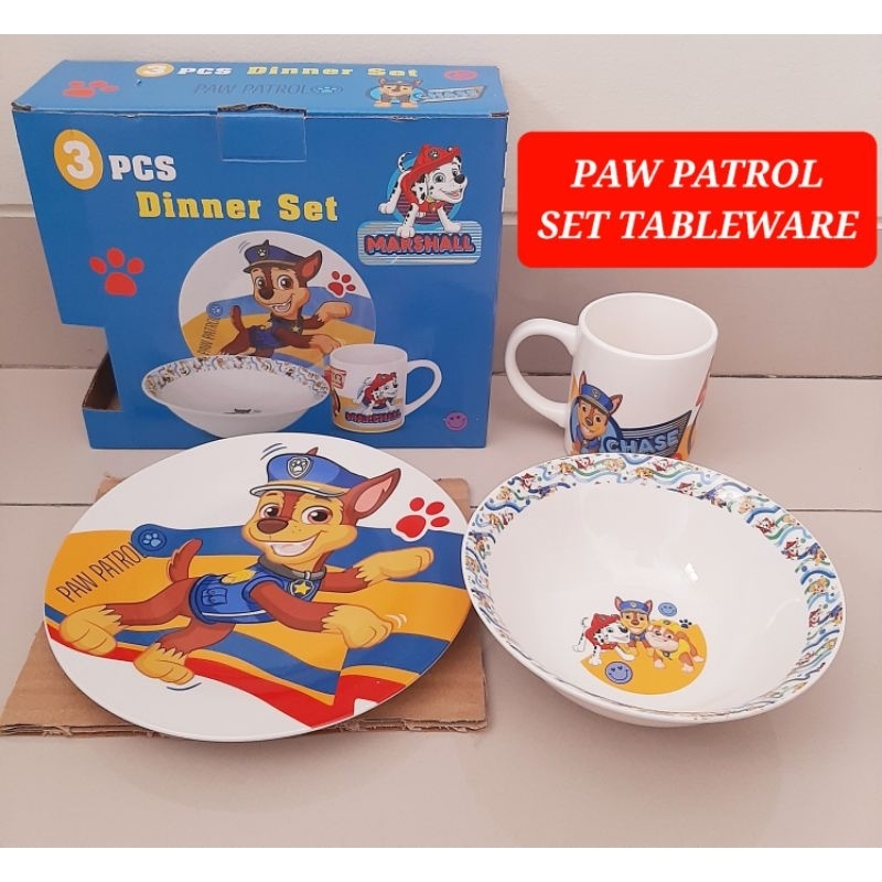 piring makan paw patrol piring makan karakter paw patrol set tableware paw patrol mangkok keramik pa
