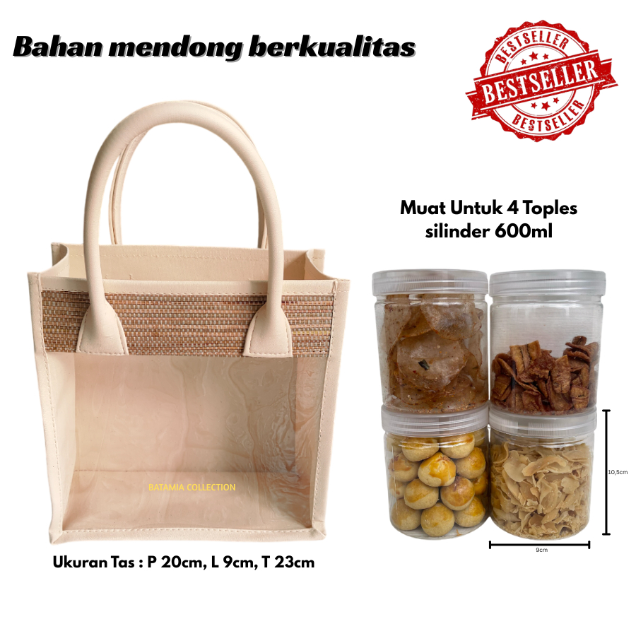 Tas Mika Mendong Untuk Isi 4 Toples Model Panjang Tas Mendong Parcel Mika Transparan