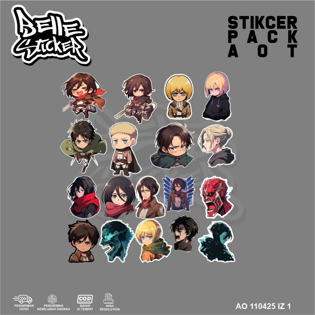 

Stiker Anime Attack On Titan Shingeki no Kyojin Vinyl Waterproof Anti Air Koper HP Laptop Tumbler