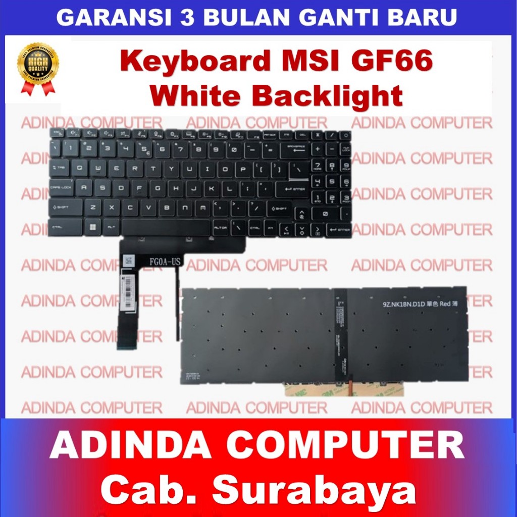 Keyboard MSI GF66 White Backlight