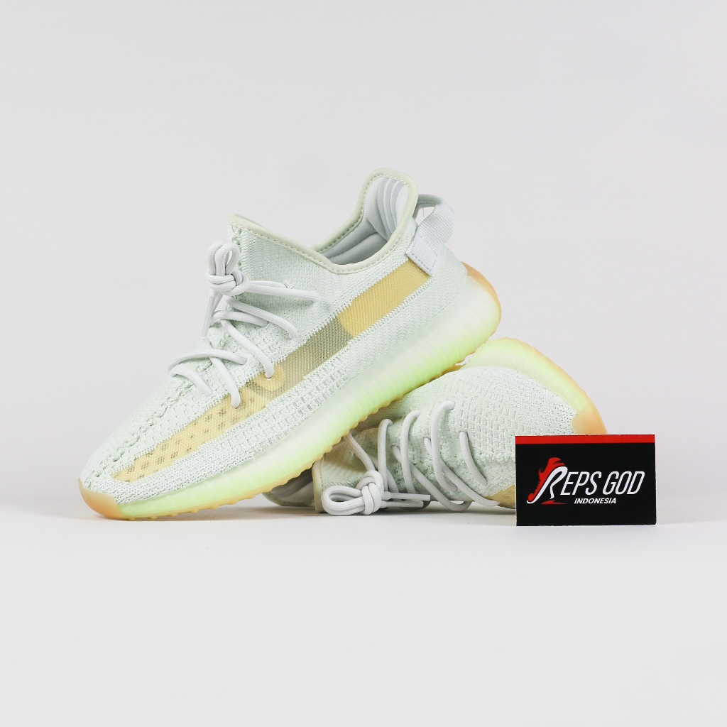 Sepatu Adidas Yeezy 350 Boost V2 Hyper Space White Green Sneakers Authentic