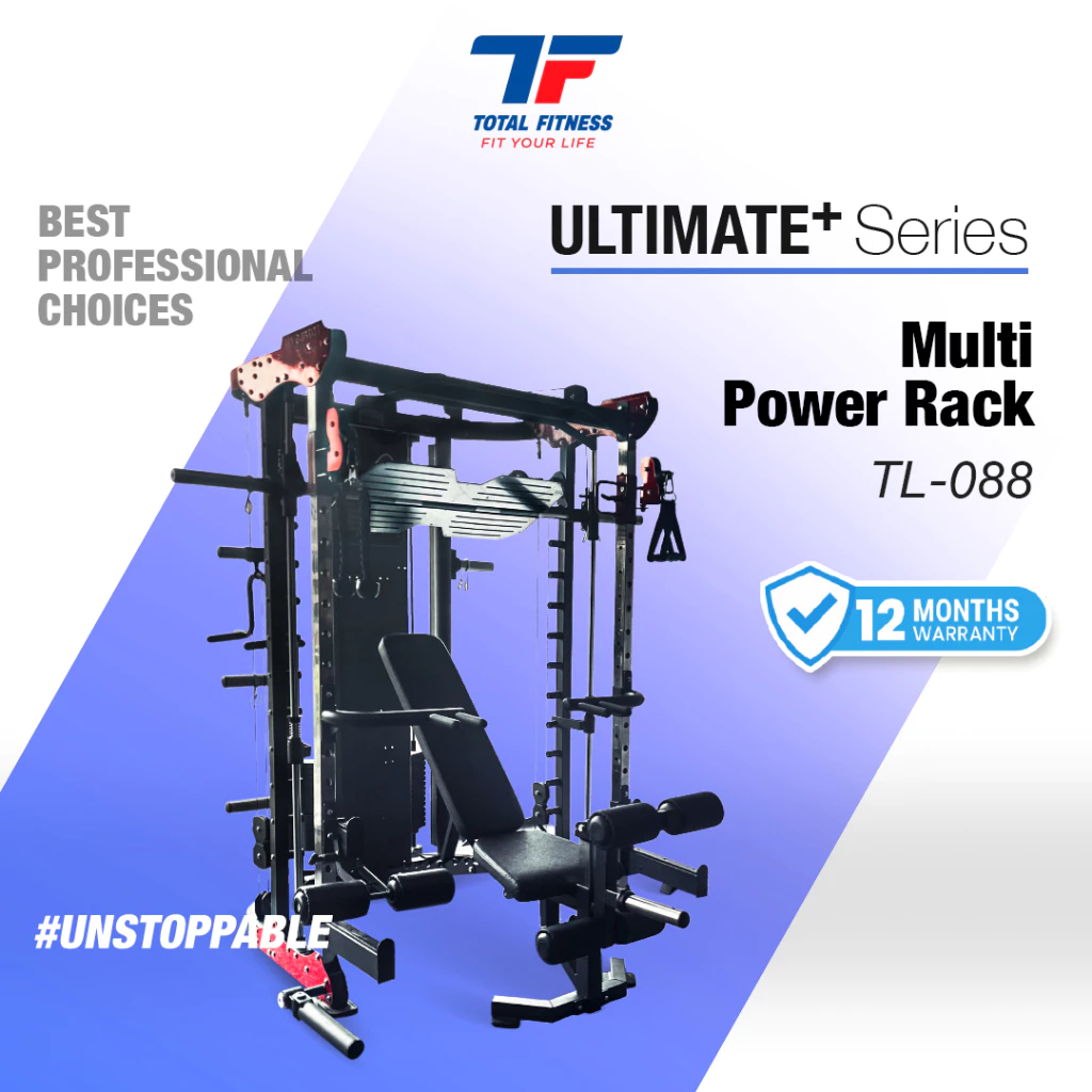 Smith Machine Multi Gym Multifungsi Alat Fitnes Profesional Rumah Kantor & Komersial Total Fitness