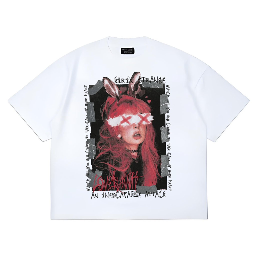 2025 - Kaos lengan pendek pria Korea - Kaos retro - Kaos longgar ukuran besar pria -5670