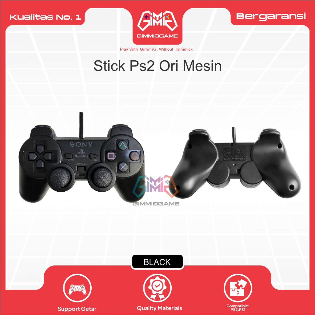 Stik Stick PS2 Ori Original Mesin Warna Hitam Baru