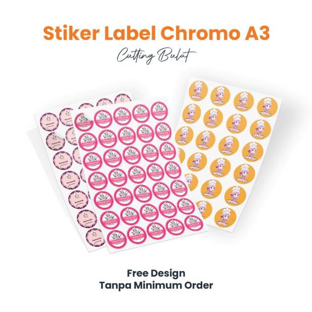 

AREEFAH.PROJECT Cetak Stiker Custom Label Makanan Sticker Segel Kemasan Produk Kue Nama Botol Minuman Chromo A3+