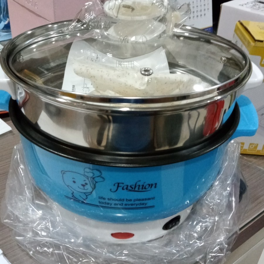 Panci Listrik Serbaguna Kapasitas Besar Multifungsi Free Kukusan - Putih 22cm