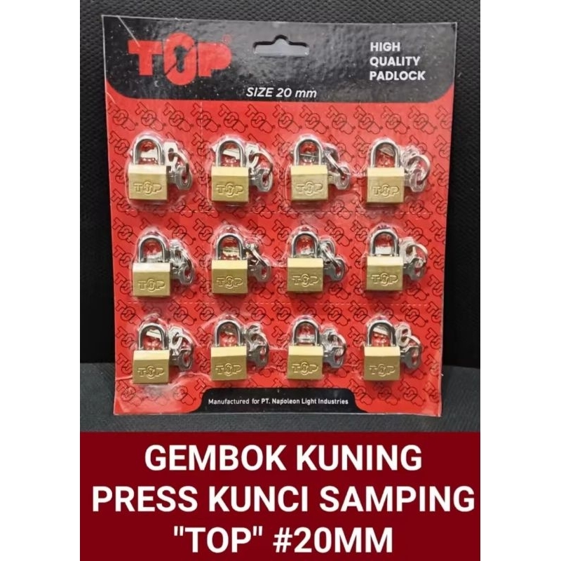 Gembok Kuning 20mm Kunci Samping TOP | Gembok Koper Gembok Mini 20mm