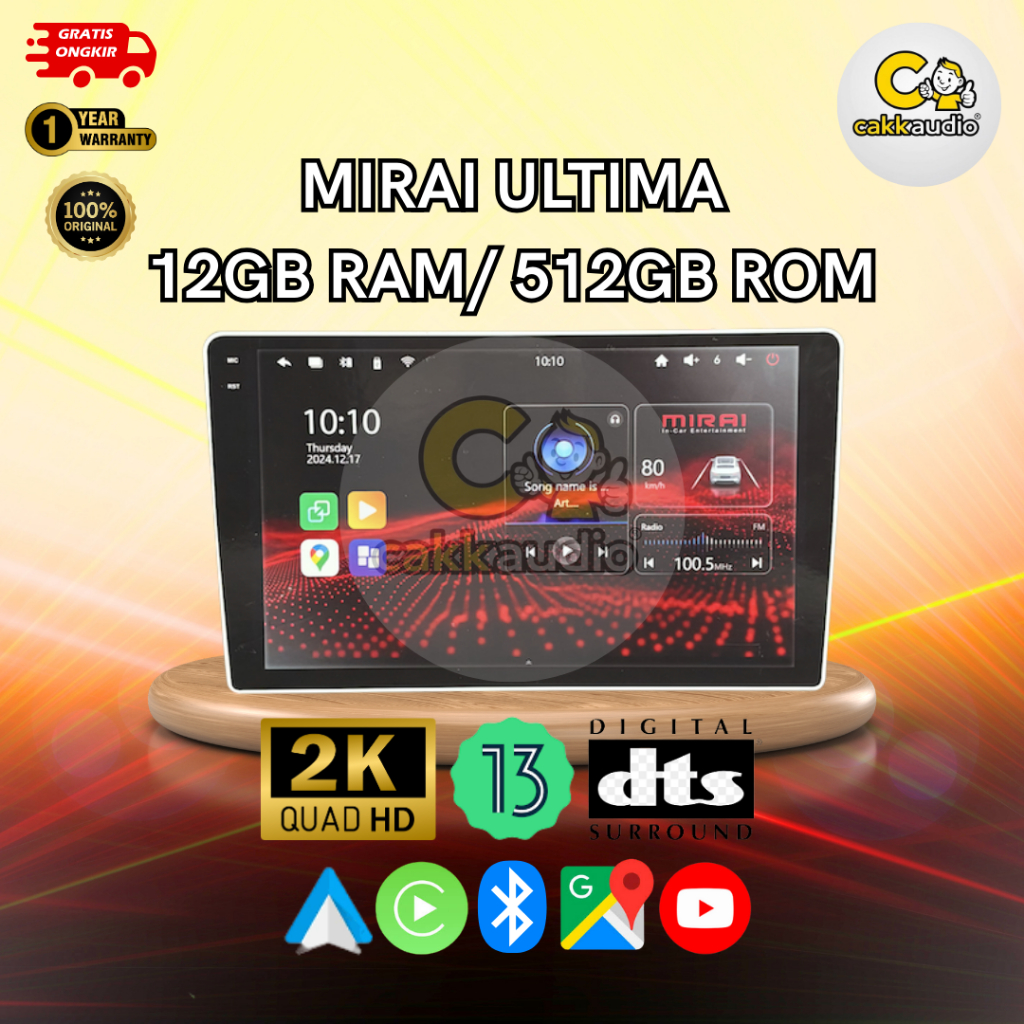 Head Unit Android Mobil Mirai Ultima | 9 Inch/ 10.1 Inch | 12GB RAM + 512GB ROM