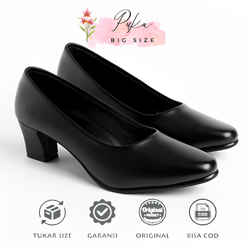 [ BIG SIZE 40 41 42 43 44 45 ] Sepatu High Heels Dop Pantofel Super Jumbo / Sepatu Formal Wanita Uku