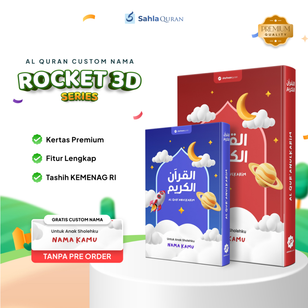 [TANPA PO] Al Quran Custom Nama Rocket Series A5 Hafalan Tajwid Warna Transliterasi Latin Premium Ki