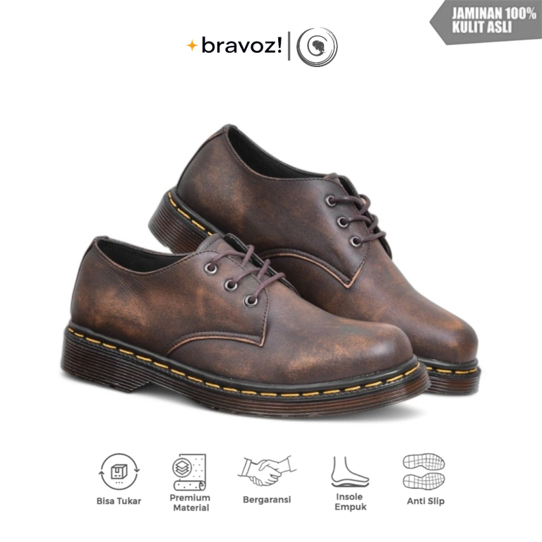 Greata - Kalmar Camel (KULIT ASLI) Sepatu Pantofel Pria Vintage Derby Shoes Original