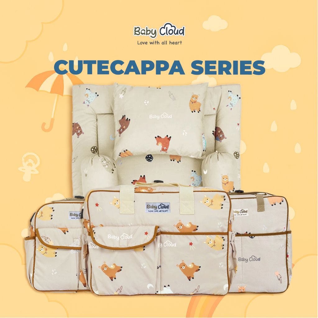 Baby Cloud Matras Set Newborn Bantal Guling Tas Bayi Cutepacca Series Ukuran Kecil Medium Besar