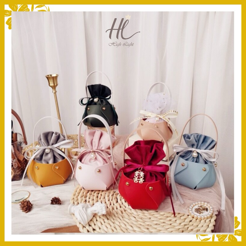 

HIGHLIGHT | Tas Souvenir Kulit / Kantong Sangjit Tea Pay / Goodie Bag Wedding Birthday Luxury (BUCKET)