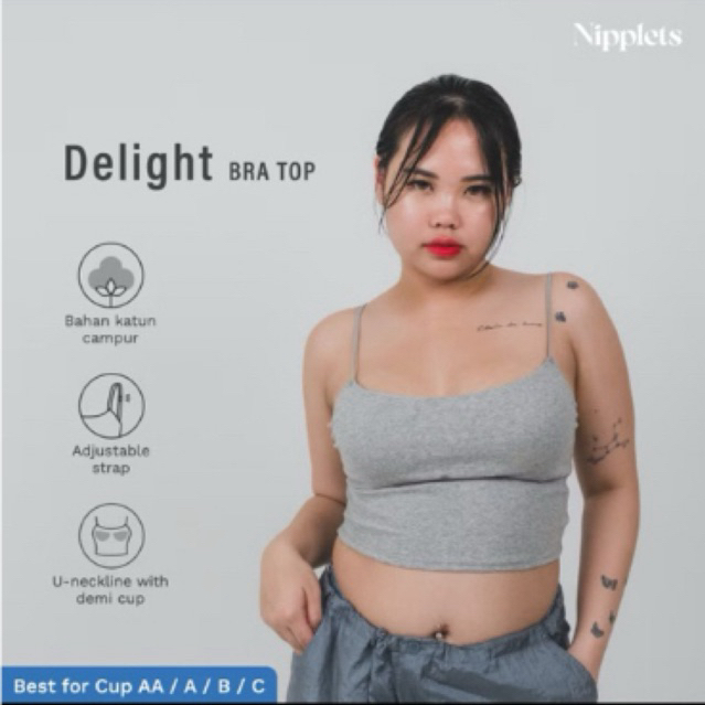 NIPPLETS bra top grey size S