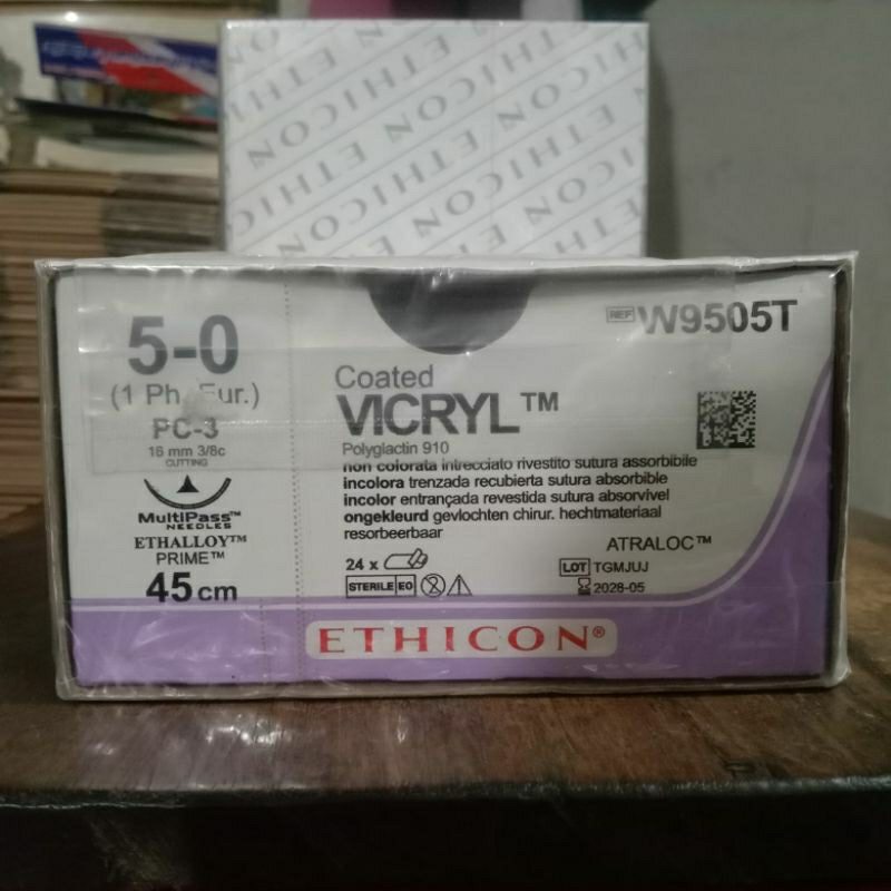 Benang Jahit Violet Vicryl 5 0 Cutting PC-3