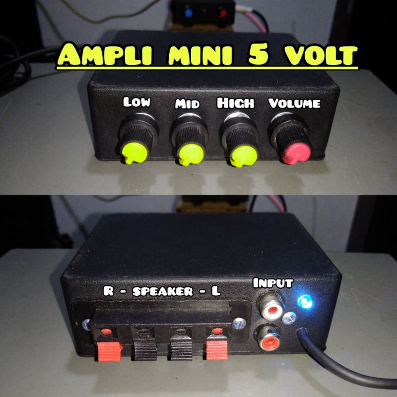 Amplifier Mini 5V Tone Control Bass Middle Treble Input RCA Lampu LED Musik - Speaker 3-6 Inch
