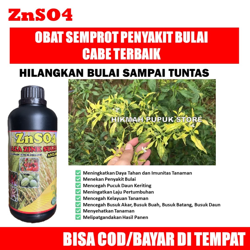PROMO MURAH - PUPUK ZNSO4 GAZA ZINK SULFATE 500 Ml Organik Anti Patek, Daun Kuning Keriting Cabe, La