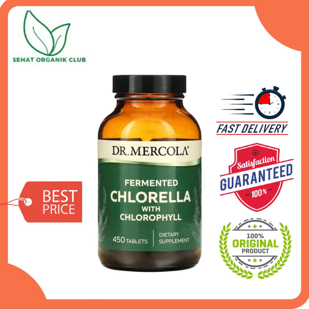 Dr Mercola Fermented Chlorella, 450 Tablets - Detox Logam Berat